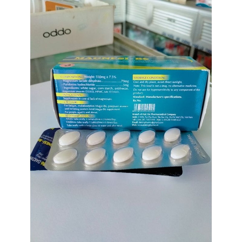 MAGNESI B6 DAKTIN HỘP 50 VIÊN HỖ TRỢ THẦN KINH DÙNG CHO NGƯỜI MỆT MỎI, LO LẮNG, KÉM HẤP THU MAGNESI