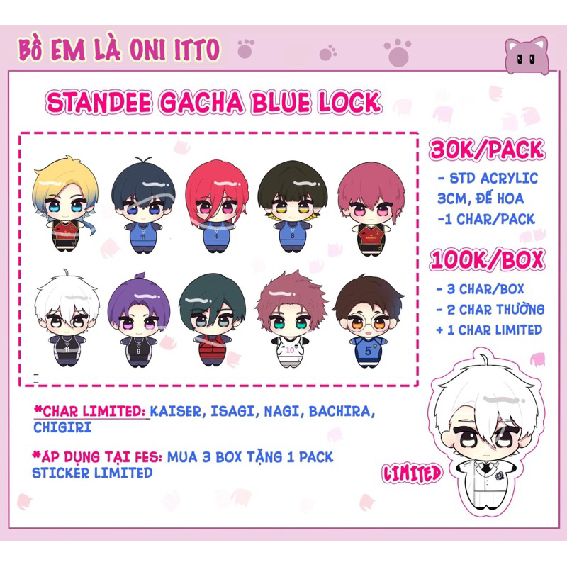 GACHA STANDEE 3CM BLUELOCK