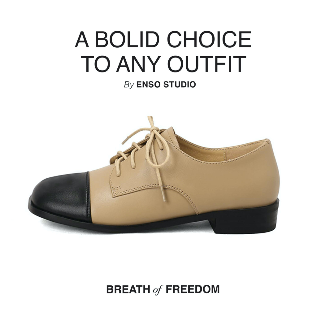 Giày Oxford nữ AGATE da thật 3cm