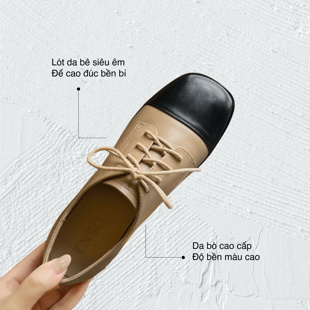 Giày Oxford nữ AGATE da thật 3cm