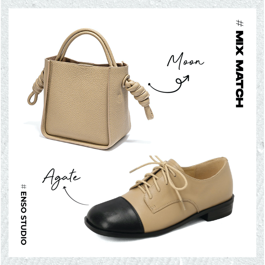 Giày Oxford nữ AGATE da thật 3cm