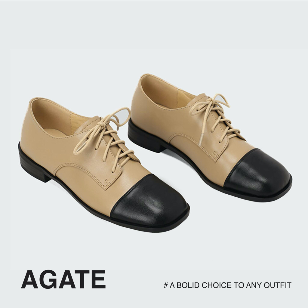 Giày Oxford nữ AGATE da thật 3cm