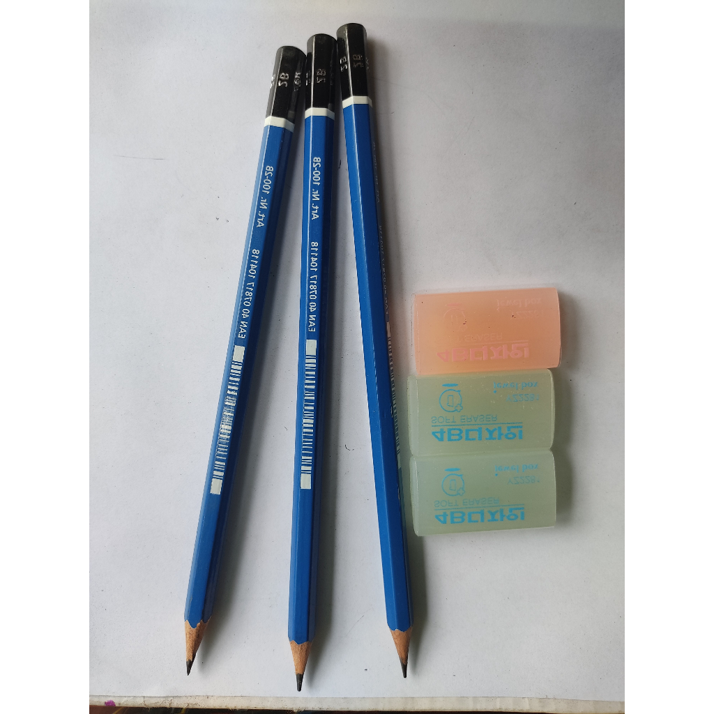1 Cây chì Đức 2B+3 Cục gôm siêu sạch