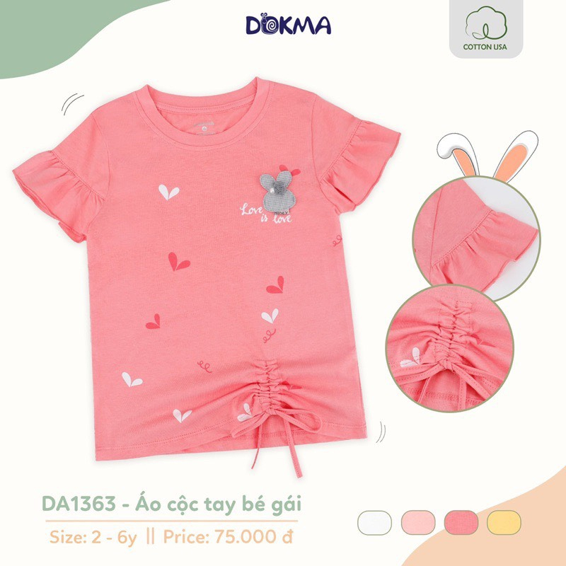 Áo cộc tay cho bé gái Dokma size 2-6Y