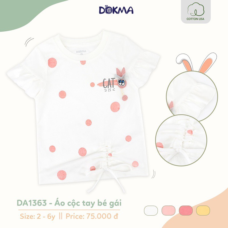 Áo cộc tay cho bé gái Dokma size 2-6Y