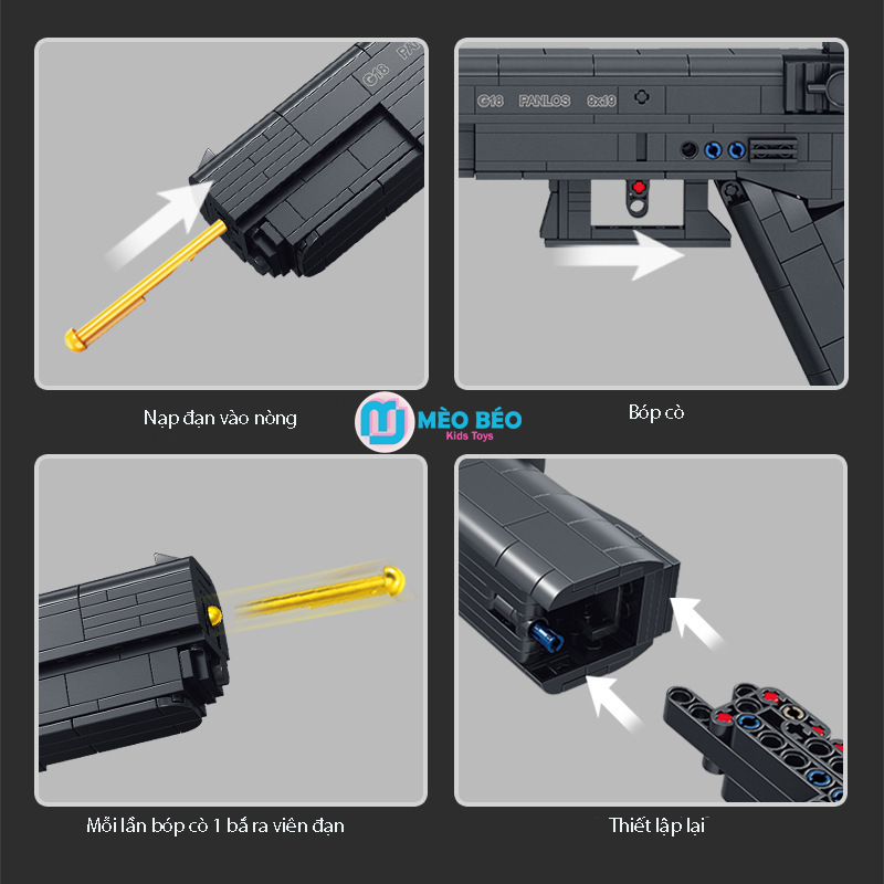 Súng lục G18 - Mô hình lắp ráp phỏng Theo PUBG, FreeFire, CSGO Mèo Béo Kids Store