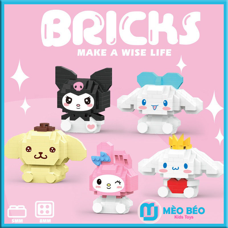 Mô hình lắp ráp nhân vật hoạt hình Kuromi, chó quế dễ thương Mèo Béo Kids Store