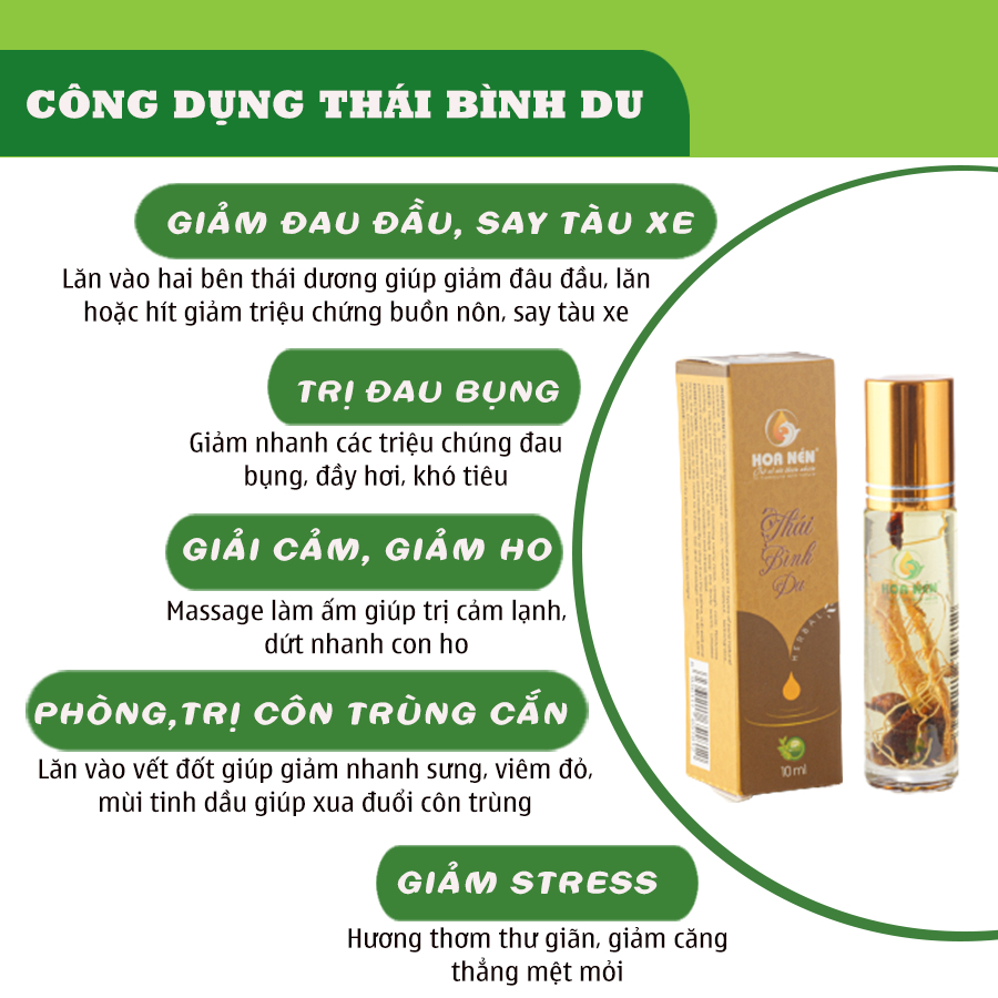 Tinh dầu thảo dược Thái Bình Du Hoa Nén - Thư giãn, giảm stress, tốt cho sức khỏe - 10ml