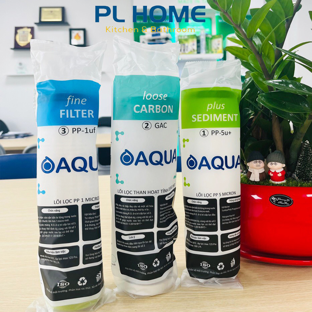 Bộ 3 lõi lọc nước 1 2 3 loại 10 inch dùng cho máy lọc nước RO, cốc lọc nước thô