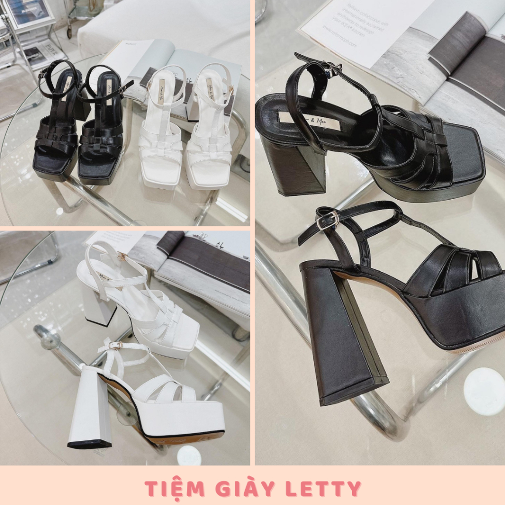 Giày Sandal dây chiến binh cao gót đế vuông đúp14cm siêu hot cao cấp êm chân hàng fullbox cực xinh Letty shoes