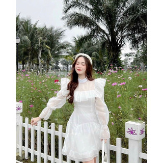 [Thanh lý giá vốn] ĐẦM VOAN CỔ TRỤ TAY LOE