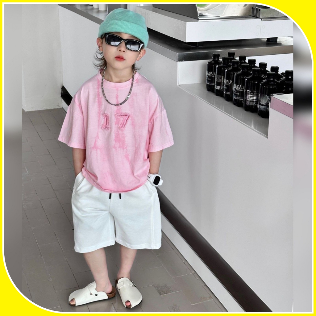 Áo thun cộc tay bé trai loang 17 A286 size 90-140, áo phông trẻ em quảng châu cao cấp