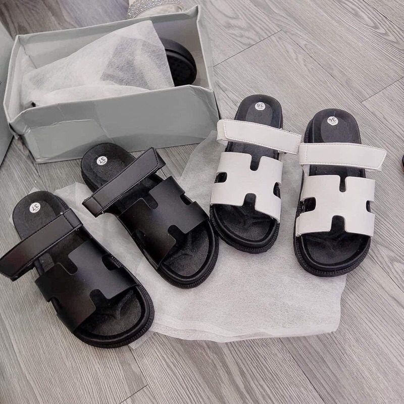 Dép Lê Chữ H Đế Cao Quai Dán và Sandal Chiến Binh Đế Cao Chất Da 3 Quai Đan Cá Tính