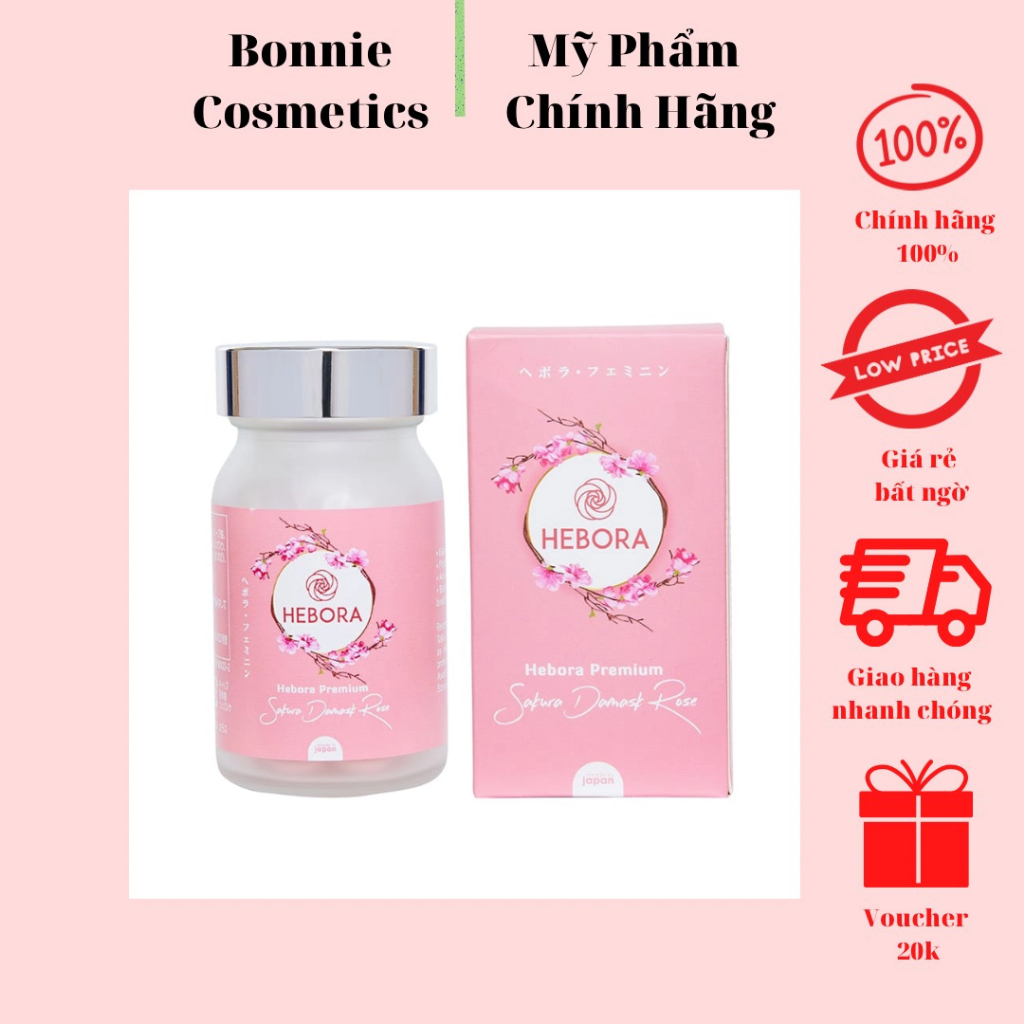 Viên Uống Tạo Mùi Thơm Cơ Thể Hebora Premium Sakura Damask Rose 60 Viên Nhật Bản