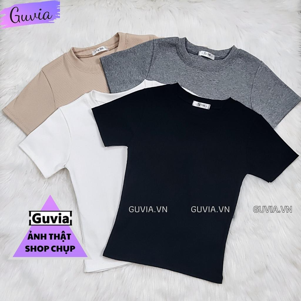 Áo Thun Nữ Baby Tee Tay Ngắn Cổ Tròn Ôm Body DÁNG DÀI THUN GÂN, Áo Thun Tay Ngắn Cổ Tròn Len Tăm GUVIA CR53 | BigBuy360 - bigbuy360.vn