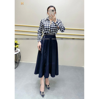 Áo họa tiết răng sói + Chân váy xòe dài HH Clothing