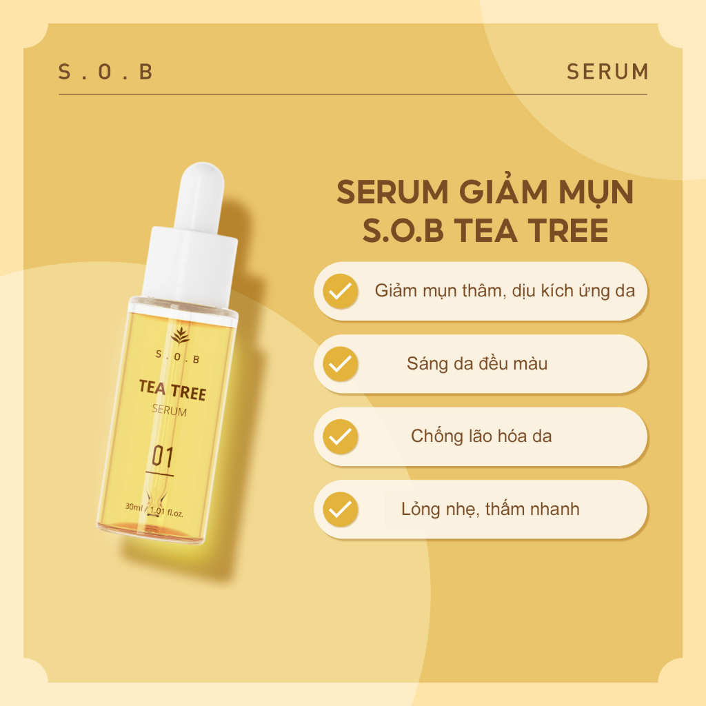 Serum giảm mụn phục hồi da S.O.B Tea Tree Serum Hàn Quốc 30ml