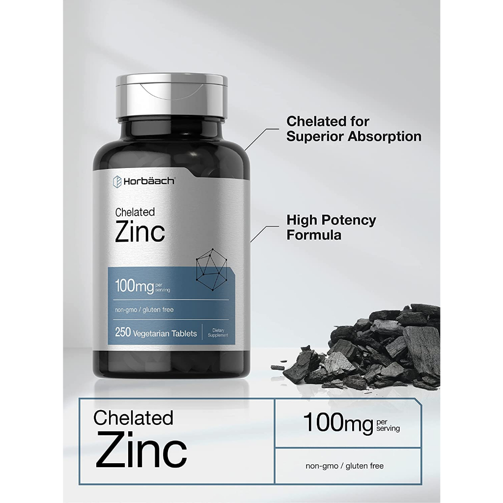 Horbaach Chelated Zinc 100mg - Viên uống bổ sung kẽm 250 viên