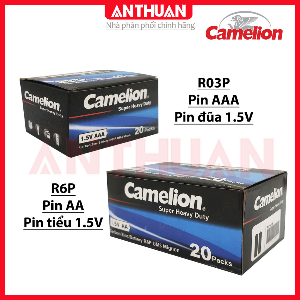 Hộp 40 viên pin AA/2A, AAA/3A Camelion Super Heavy Duty Battery 1.5V R6P/R03P DATE MỚI Hàng chính hãng BH 3năm