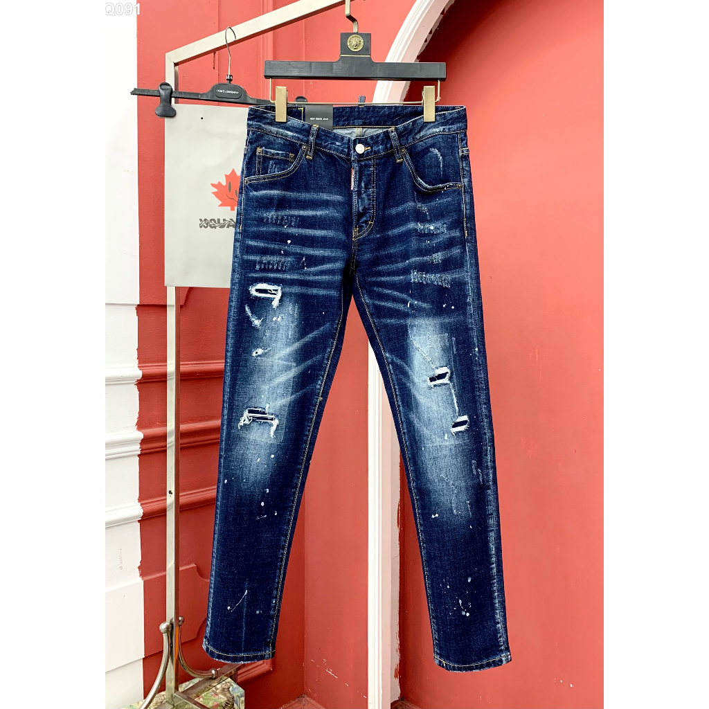 Quần Jean Dsquared2 Xanh rách mài vẩy sơn LA on web