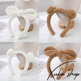 Băng Đô Cài Tóc Tai Gấu Bằng Lông Nhung Trắng Dễ Thương Xinh Xắn Cho Nữ 2023, phụ kiện tóc