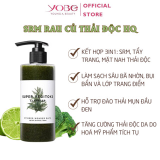 Sữa Rửa Mặt Rau Củ Sủi Bọt 3 in 1 Tẩy Trang Rửa Mặt Thải Độc Byvibes Wonder Bath Super Vegitoks Cleanser 300ml [XANH]