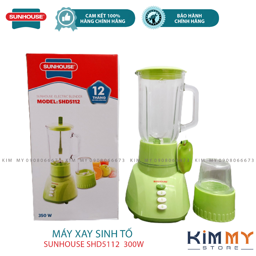 MÁY XAY SINH TỐ SUNHOUSE SHD 5112 - 350W 2 TỐC ĐỘ 2 CỐI THỦY TINH - HÀNG CHÍNH HÃNG