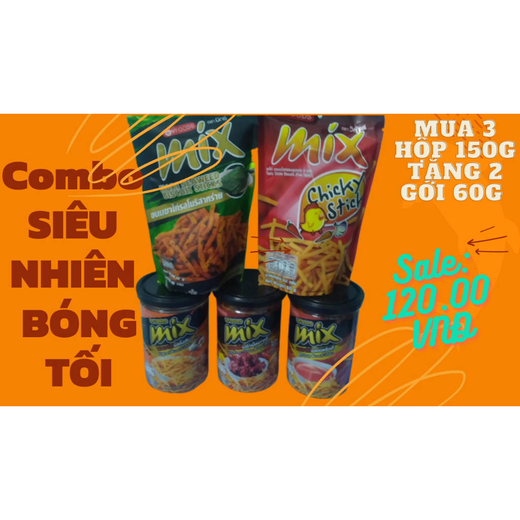 COMBO SIÊU NHIÊN BÓNG TỐI - MUA 3 HỘP MIX 150GR (3 VỊ) TẶNG 2 GÓI MIX 60GR (2 VỊ)