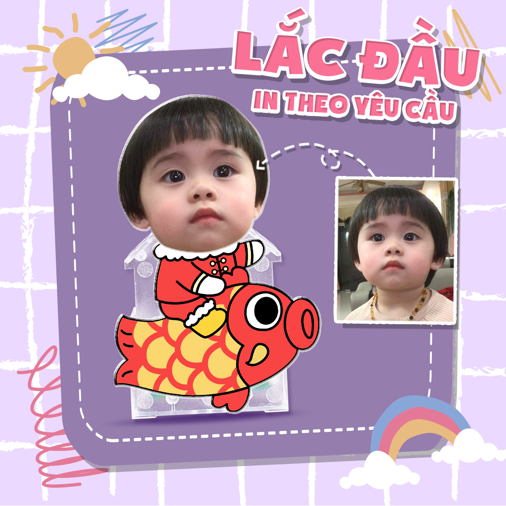 Mô hình standee lắc đầu ghép mặt theo yêu cầu, standee lắc đầu chạy pin chibi cute Ladagift làm quà tặng, trang trí