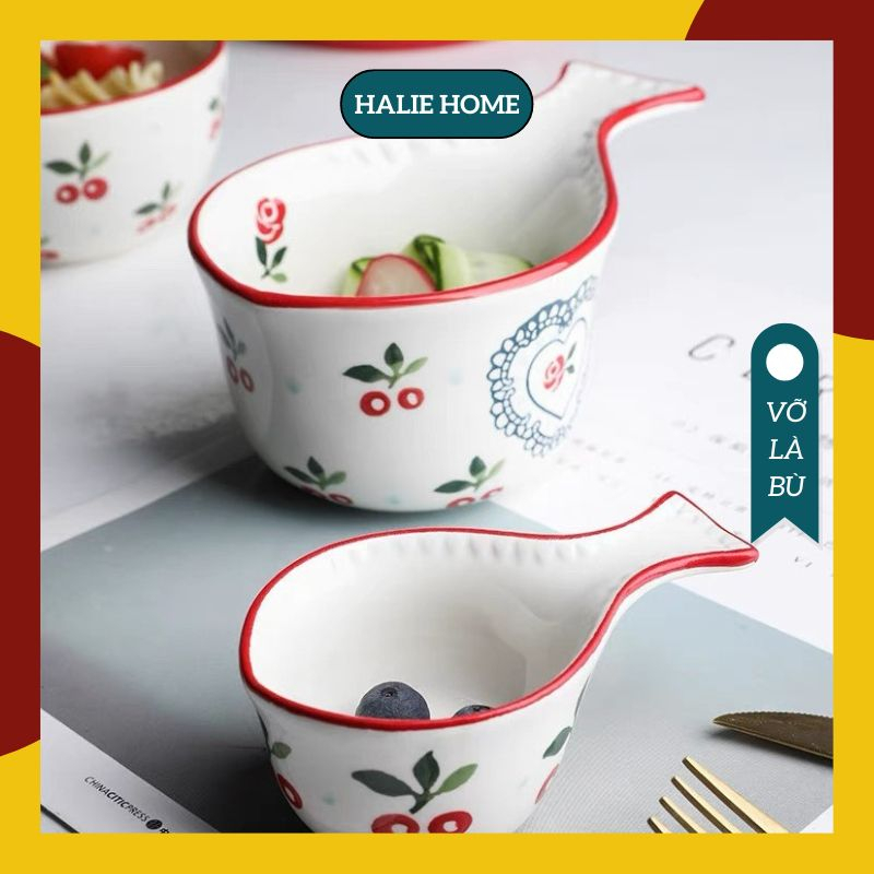 Thố Sứ Chấm Thố Sứ Ăn Súp Ăn Yến Họa Tiết Cherry Xinh Xắn