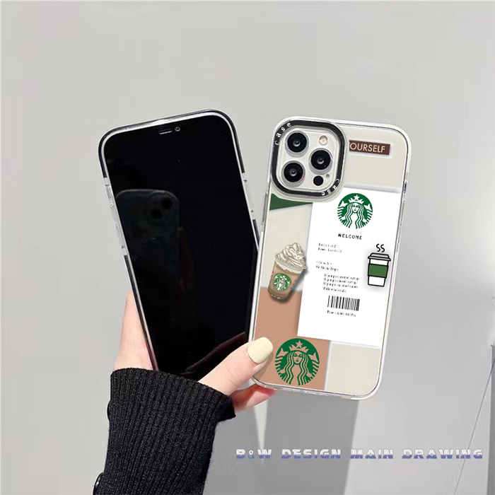 Ốp điện thoại iphone chống sốc camera viền đen cốc strabu.ck hóa đơn cực lạ 14 13 12 pro Promax 6 7 8Plus X XR XSMAX