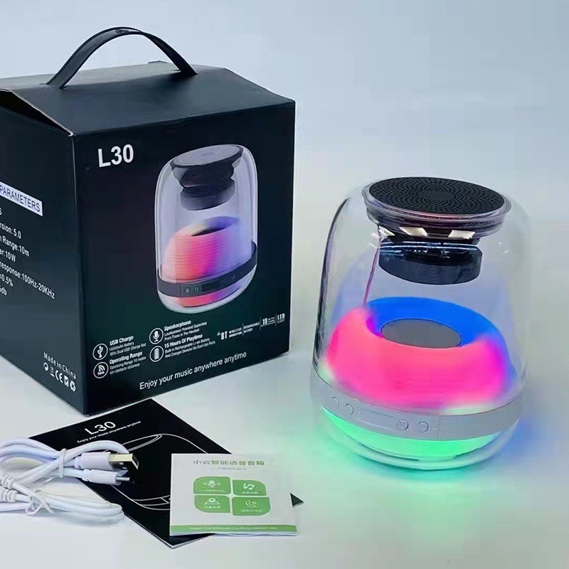 Loa Bluetooth Mini Trong Suốt Có Đèn Led RGB Đổi Màu Để Bàn Loa bluetooth L30 cao cấp âm thanh vòm 6D cực đã