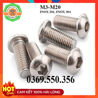 Bulong cle, bulong Lục giác chìm đầu cầu inox M4 Combo 100 chiếc