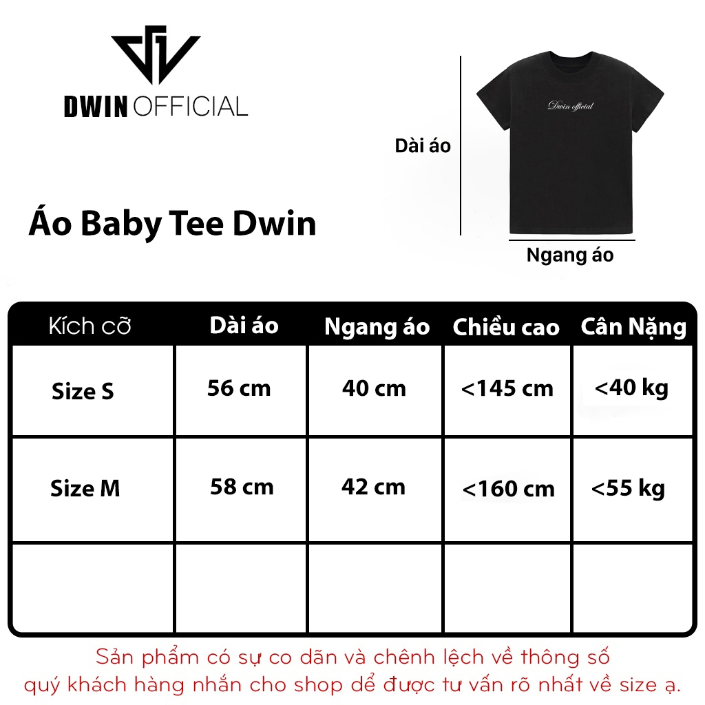 Áo thun nữ baby tee in Dwin chất liệu cotton 100% form baby phông ngắn tay local brand