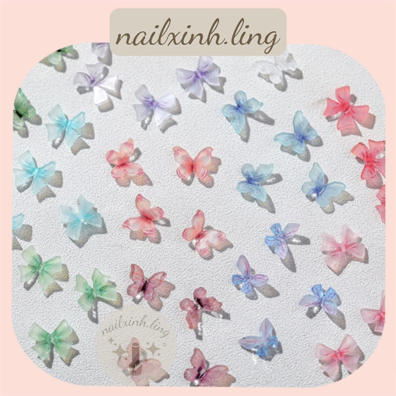 Set 6 Charm Bướm Màu Gradient Nhiều Màu Phụ Kiện Trang Trí Móng YH293 Xinh Xắn