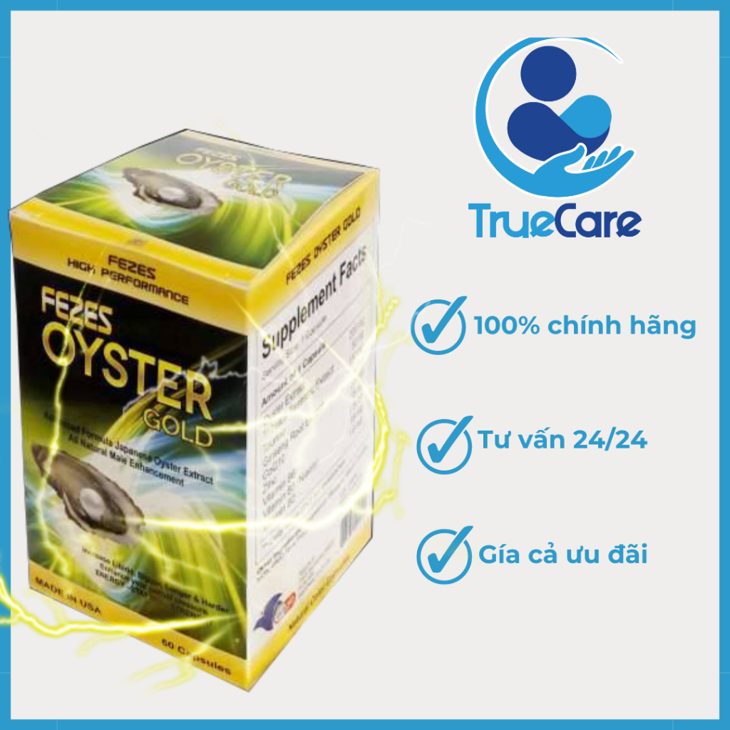 Tinh chất hàu Mỹ Fezes Oyster Gold Plus tăng cường sinh lý nam giới hộp 30v