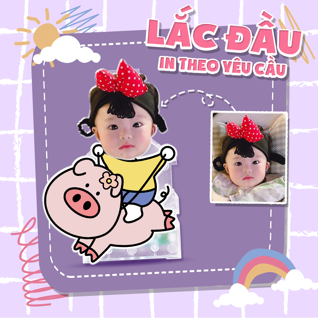 Mô hình standee lắc đầu chibi ghép mặt theo yêu cầu đáng yêu chạy pin Ladagift làm quà tặng, trang trí bàn học, ô tô