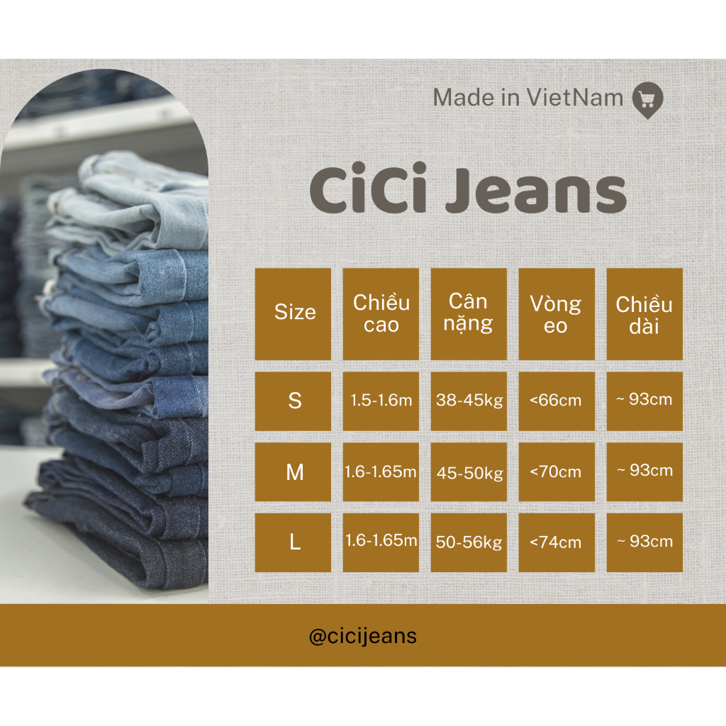 Quần Jean Ống Đứng Nữ CiCi, Quần Bò ỐNG ĐỨNG LƯNG CAO 1 KHUY GẤU THƯỜNG XANH TRÀM