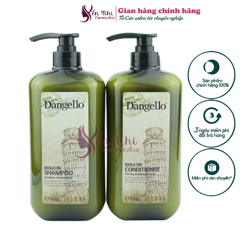 Dangello Dầu gội dangello keratin smooth phục hồi dưỡng ẩm siêu mềm mượt 800ml, Mỹ phẩm tóc yến nhi DG02