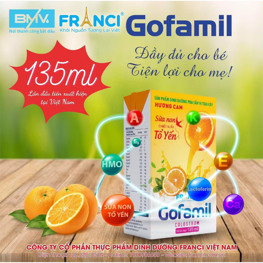 Golfamil 135ml sữa non tổ yến vị dâu, cam thùng 30 hộp