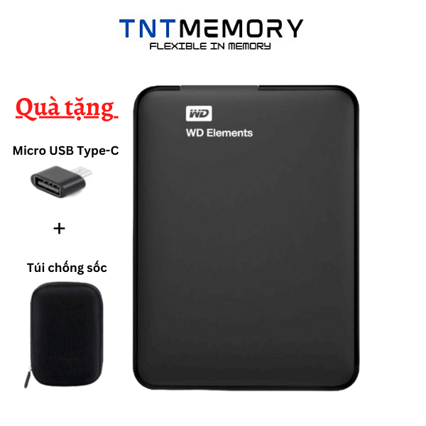 [Hỏa Tốc HCM] Ổ Cứng Di Động WD Elements 250GB/320GB/500GB/750GB/1TB - Tặng Túi Chống Sốc Và Type C Micro USB Kết Nối An