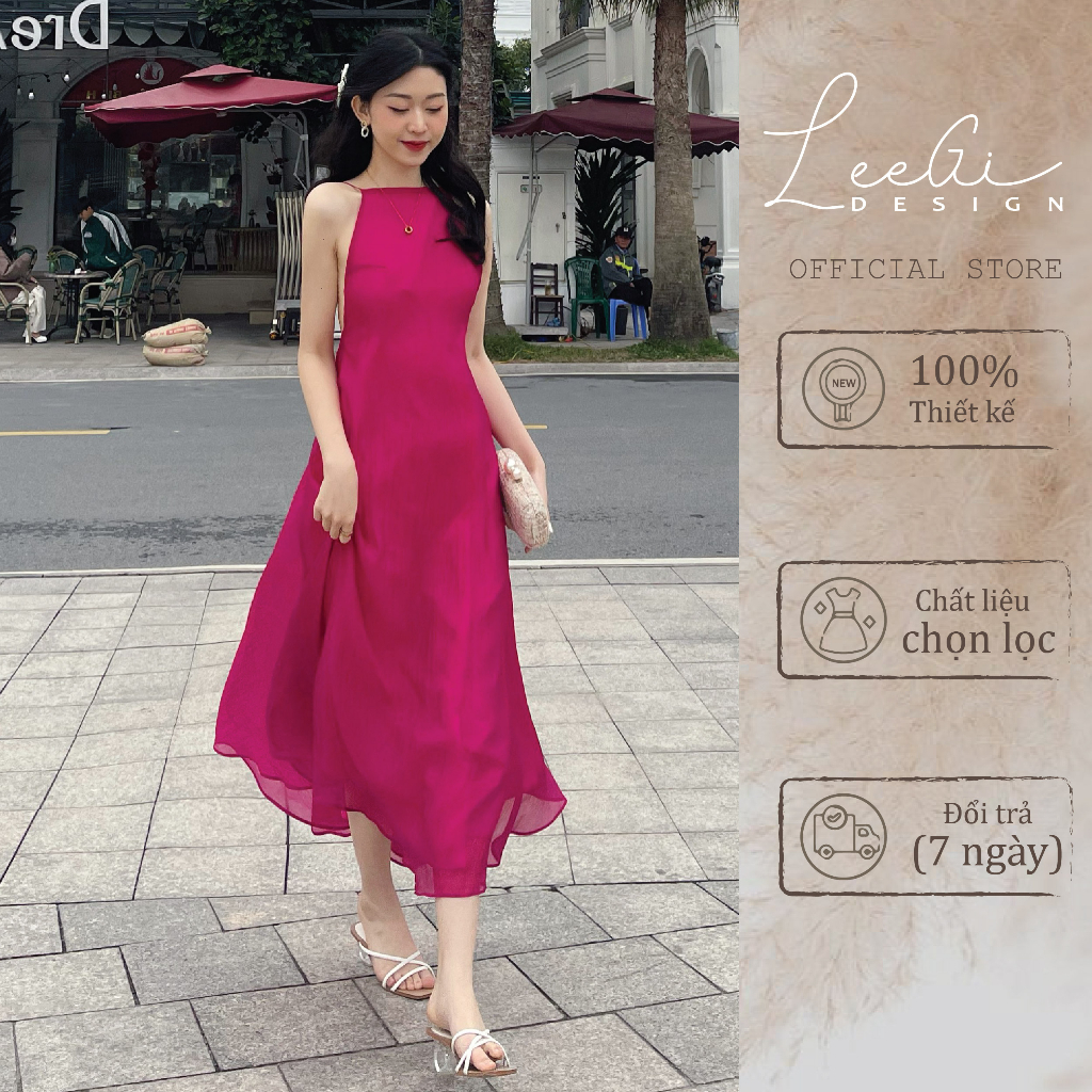 Đầm maxi yếm tơ bọt dáng dài thướt tha LeeGi Design Min6035 Min6032
