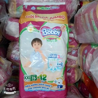 [Mẫu Mới] Tã quần Bobby Jumbo  XXL76+12 miếng. Gạo Non Organic  (15_25kg)