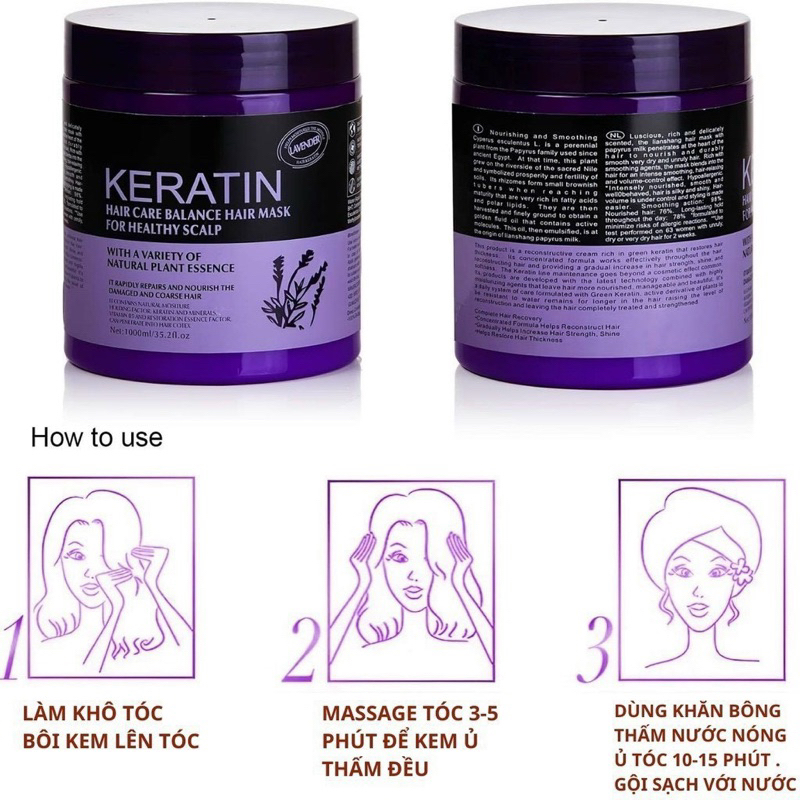 Kem ủ tóc KERATIN COLLAGEN 1000ML LAVENDER BRAZIL NUT