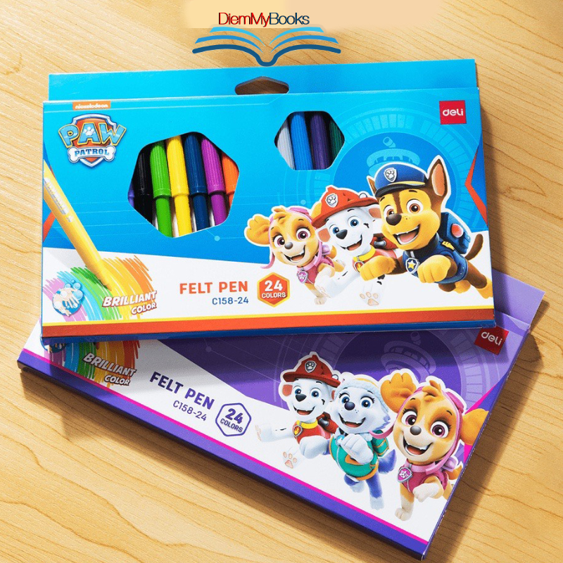 Bút Lông Dạ 24/12 Màu Nước Đội Chó Cứu Hộ Paw Patrol - Vẽ Tranh Highlight Văn Bản Nét Mảnh Đi Mềm - EC158