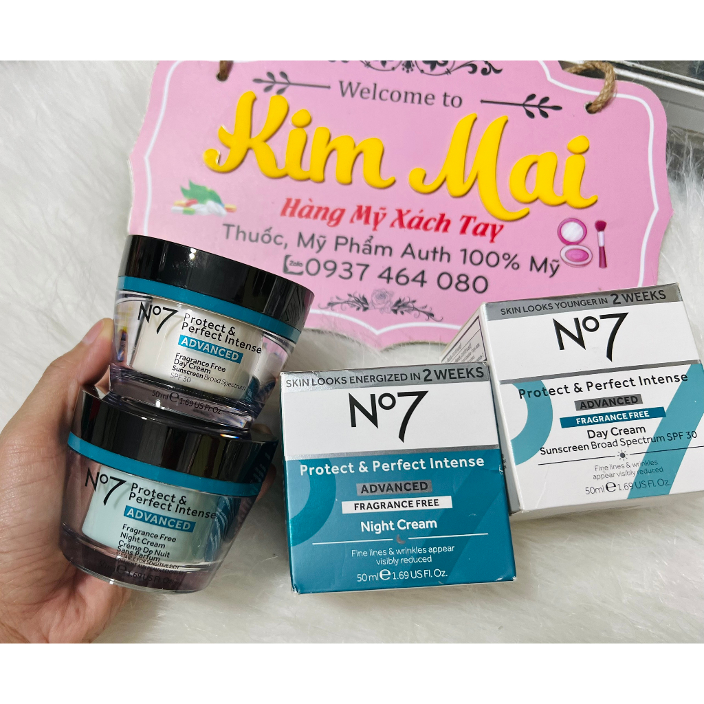 Bộ đôi và đêm No7 Protect & Perfect Dạy & Night giảm nhăn, mịn da, nắng, chống lão hóa