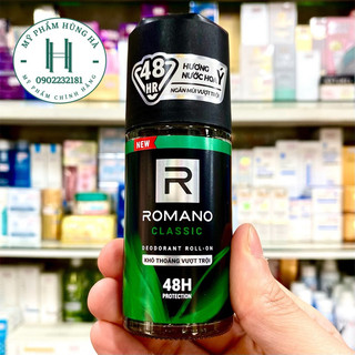Lăn khử mùi Romano Classic, lăn khử mùi cơ thể, lăn khử mùi nước hoa, khô thoáng 24h 50ml