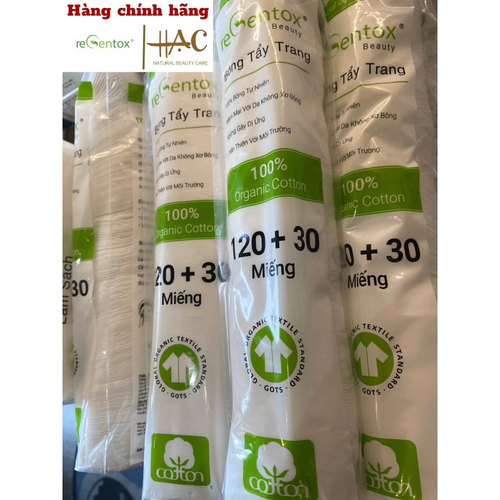 Bông Tẩy Trang Mềm Mịn Tròn Túi 150 Miếng 100% Bông Tự Nhiên, Mềm Mại, Không Gây Dị Ứng - Hạc Natural Beauty Care