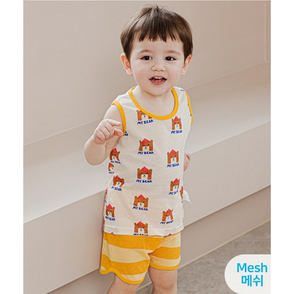 Bộ 3 lỗ trẻ em chính hãng Cordi-i Hàn Quốc-Mybear quần vàng