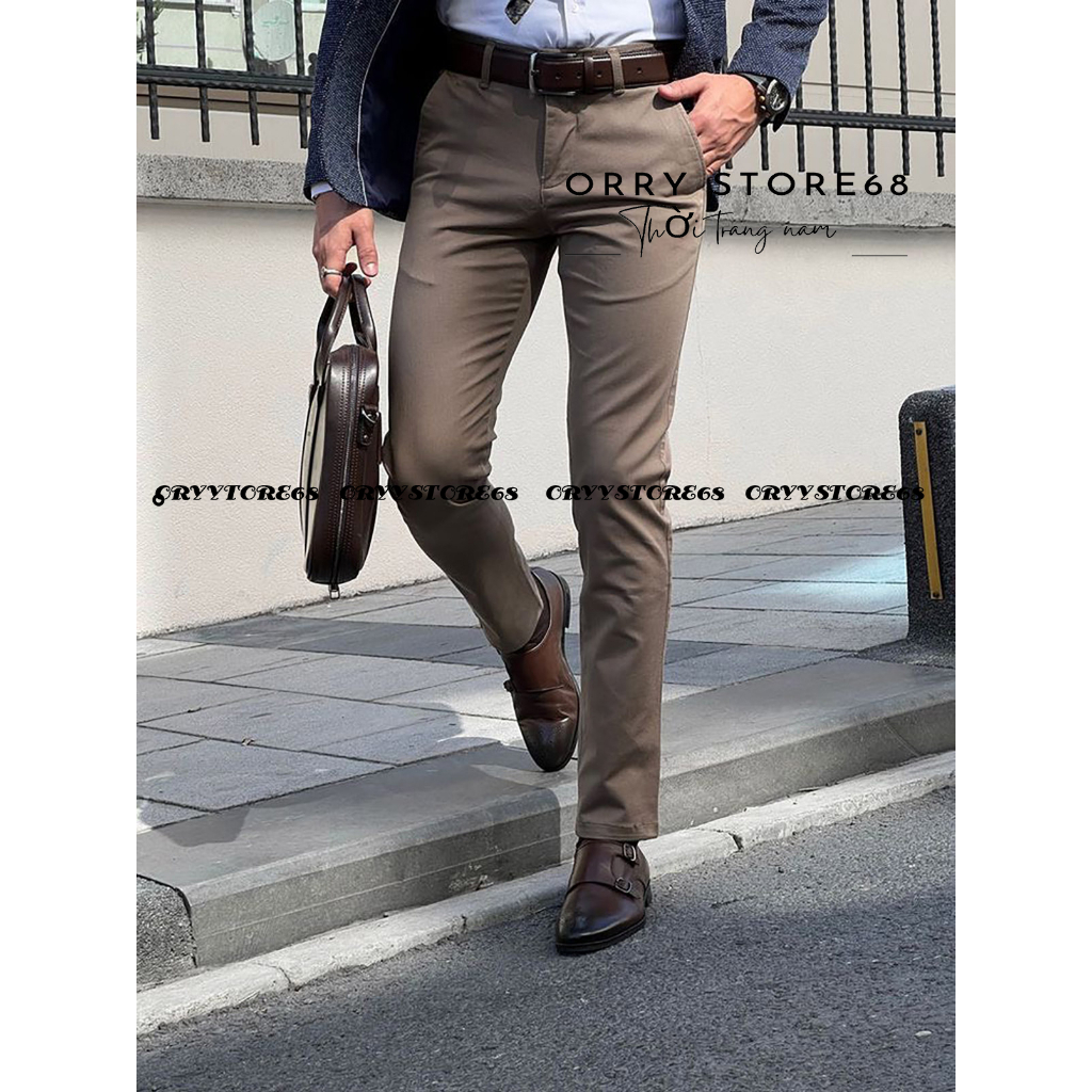 Quần Dài Kaki Nam Form Slim-Chất Vải Kaki Cotton Co Giãn TRẺ TRUNG năng động BOM79